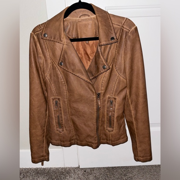 Max Studio Jackets & Blazers - Brown Faux Leather Jacket